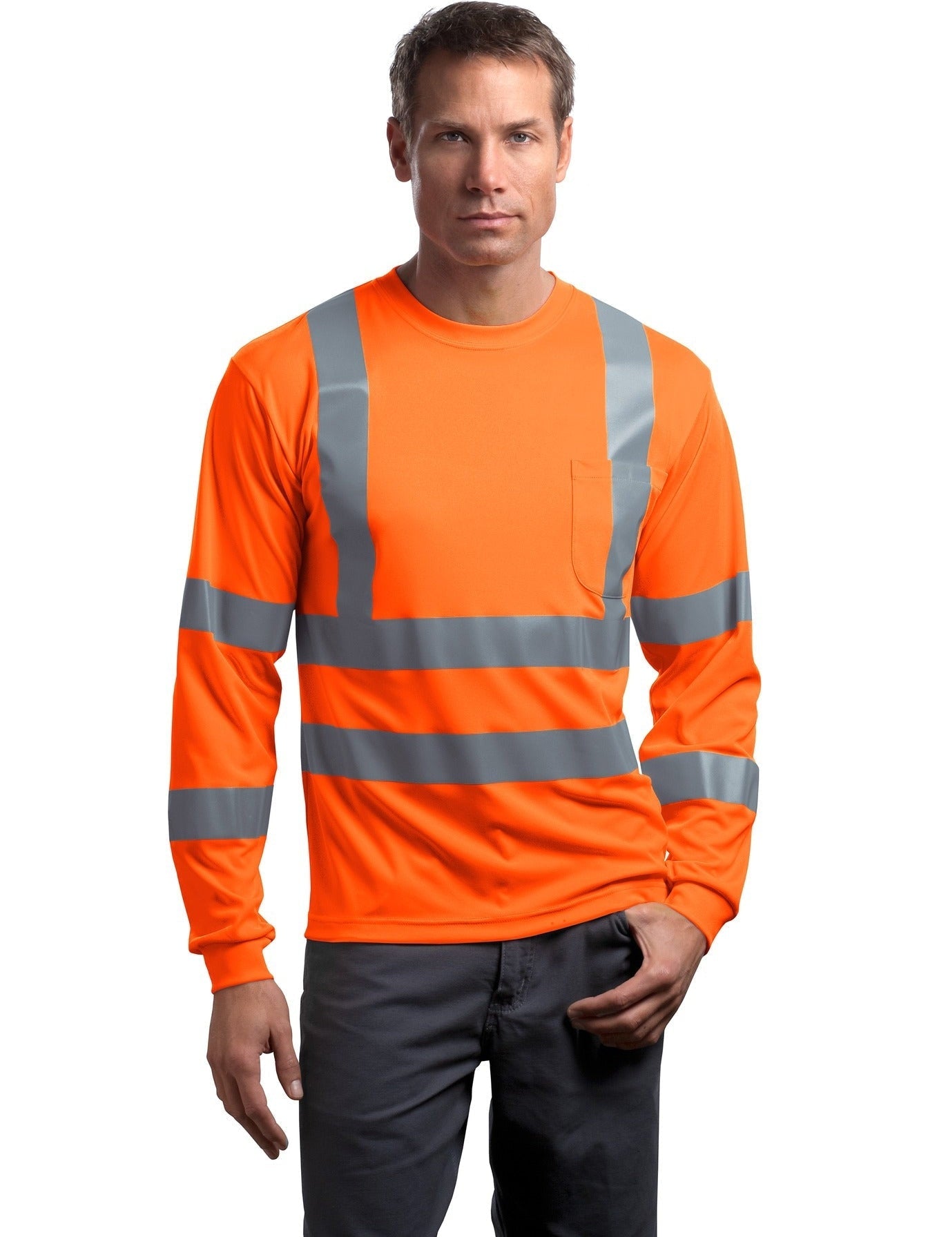 CornerStone ANSI 107 Class 3 Long Sleeve Reflective T-Shirt: Snag-Resistant for High Visibility