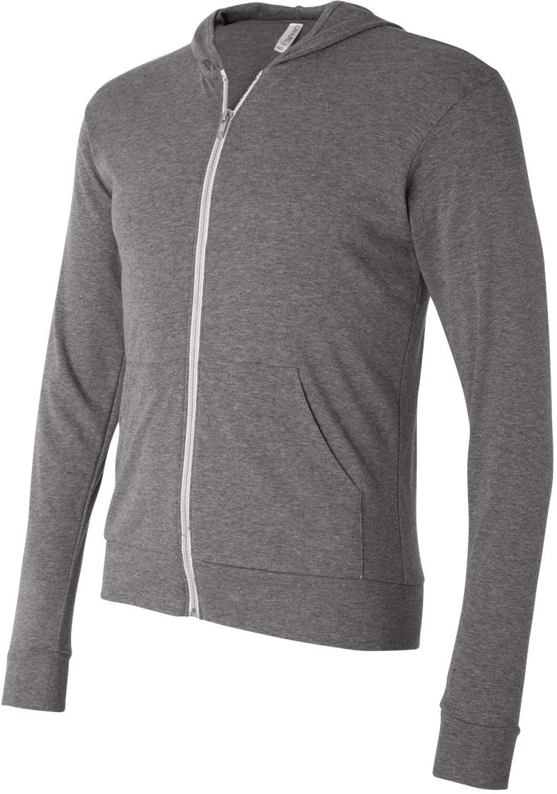 Bella+Canvas Unisex Triblend Lightweight Full-Zip Hooded Long Sleeve Tee - A Must-Have!