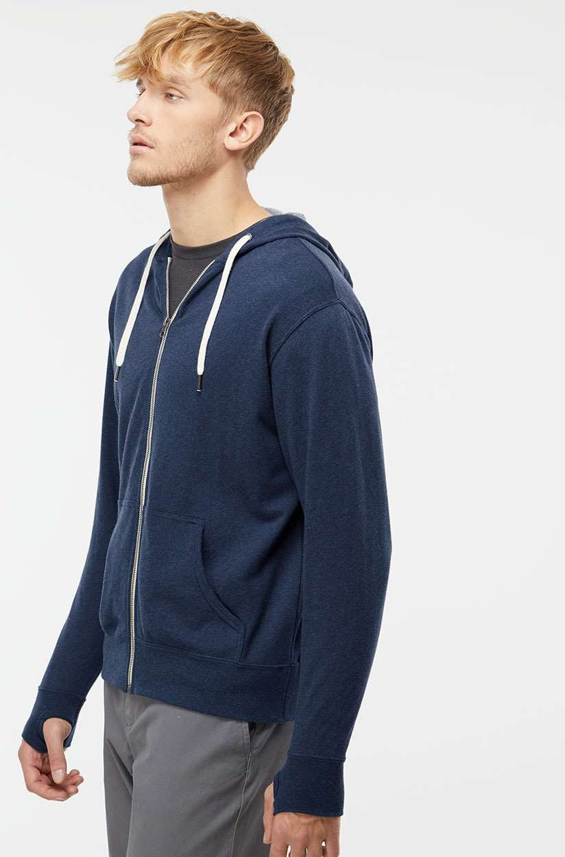 Independent Trading Co. Stylish Heathered French Terry Full-Zip Hooded Sweatshirt
