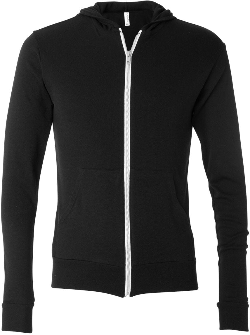 Bella+Canvas Unisex Triblend Lightweight Full-Zip Hooded Long Sleeve Tee - A Must-Have!