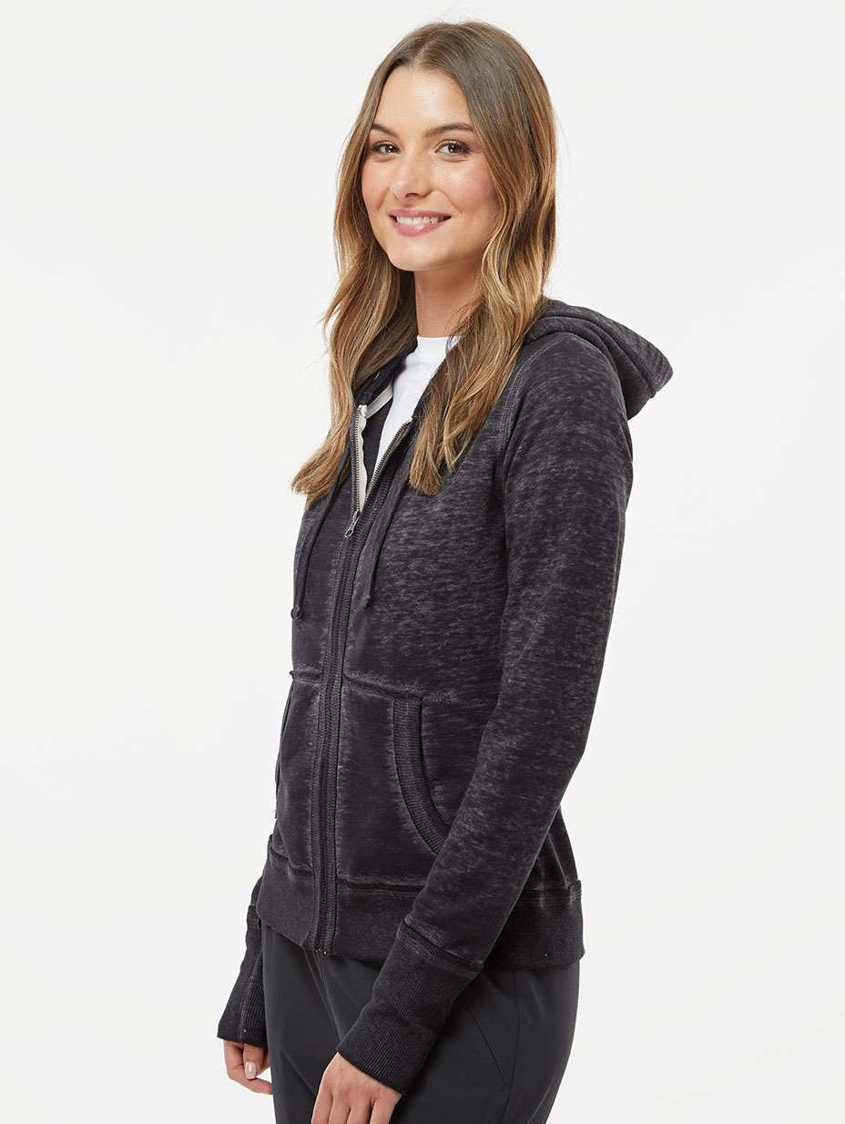 J America Women's Stylish Zen Fleece Full-Zip Hooded Sweatshirt