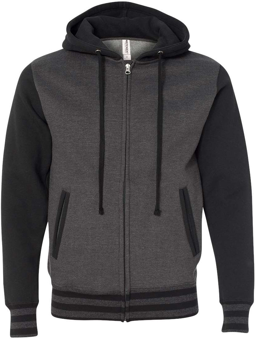 Independent Trading Co. Varsity Stylish Full-Zip Hooded Sweatshirt