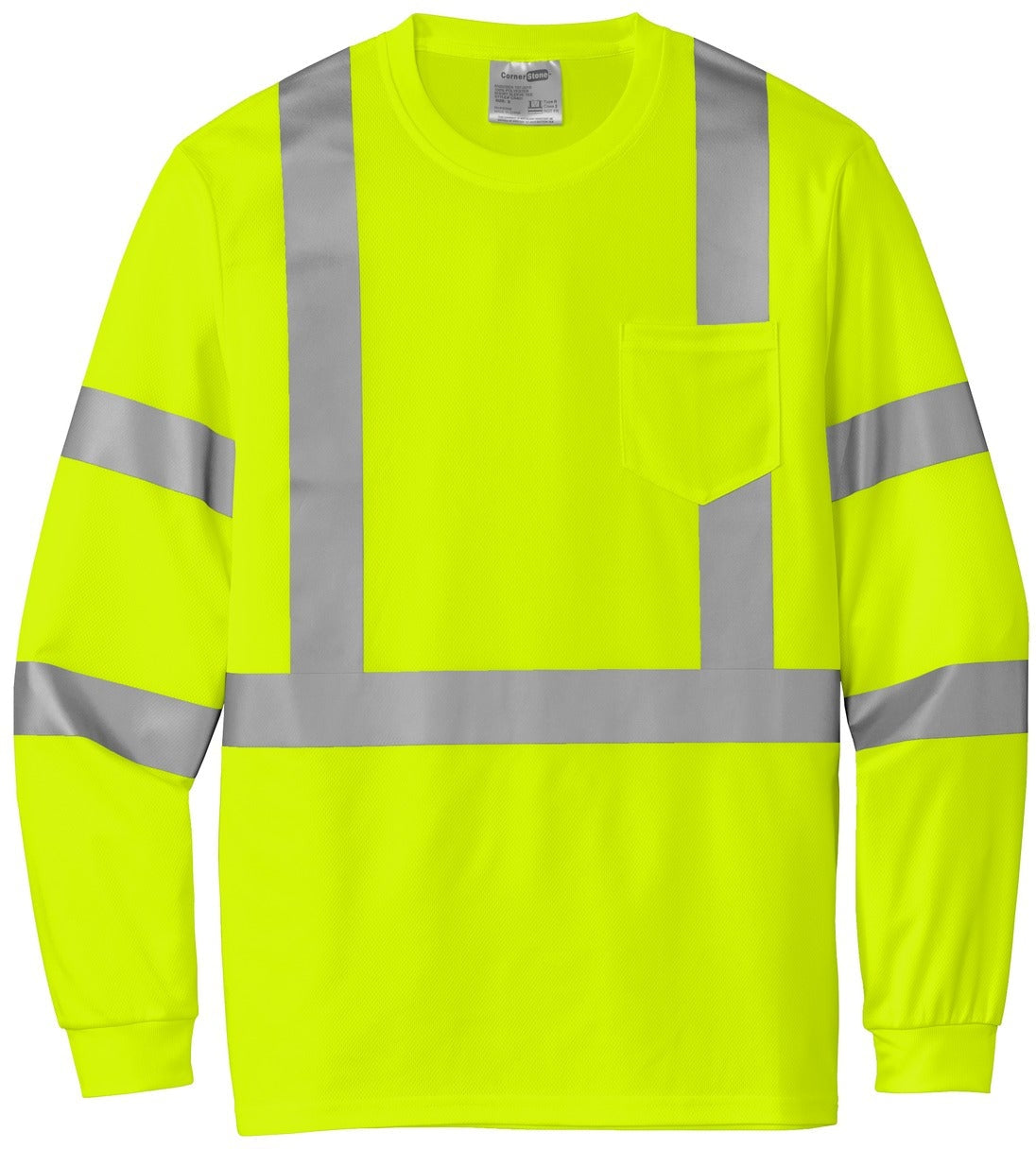 CornerStone ANSI 107 Class 3 Mesh Long Sleeve Tee - Ideal for Visible Work & Play