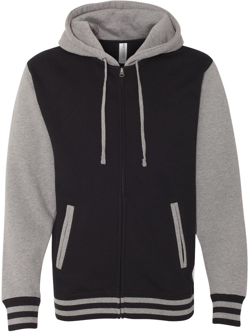 Independent Trading Co. Varsity Stylish Full-Zip Hooded Sweatshirt