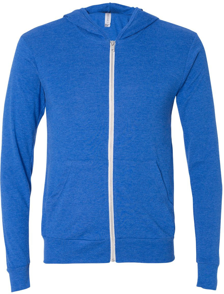 Bella+Canvas Unisex Triblend Lightweight Full-Zip Hooded Long Sleeve Tee - A Must-Have!