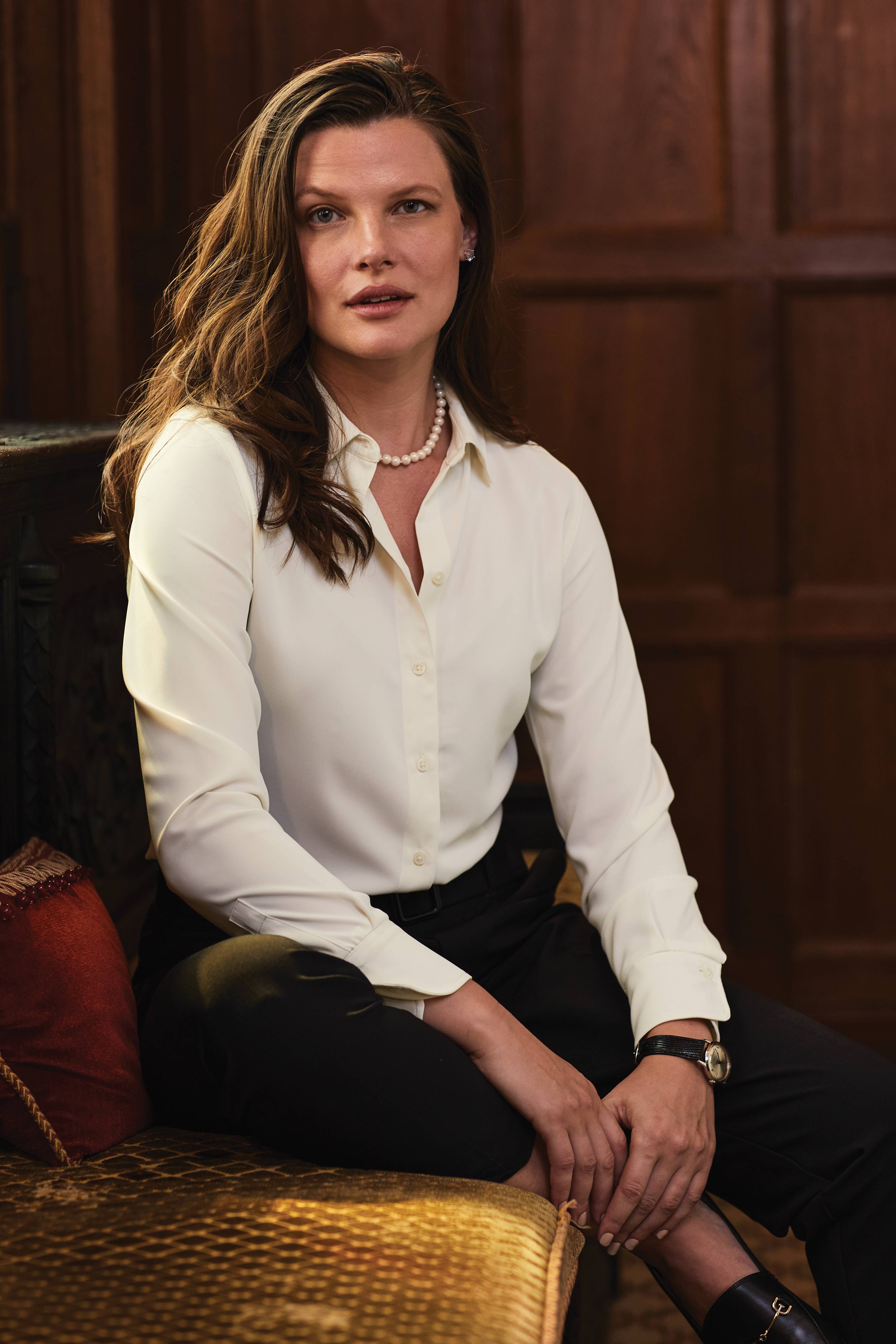 Brooks Brothers Elegant Ladies Full-Button Satin Blouse