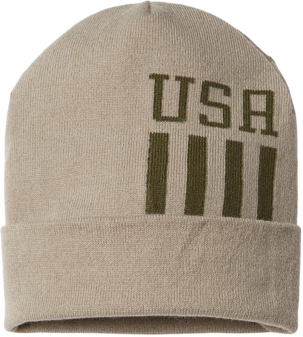 American Patriot's Dream: USA-Made Off-Center Patriotic Cuffed Beanie