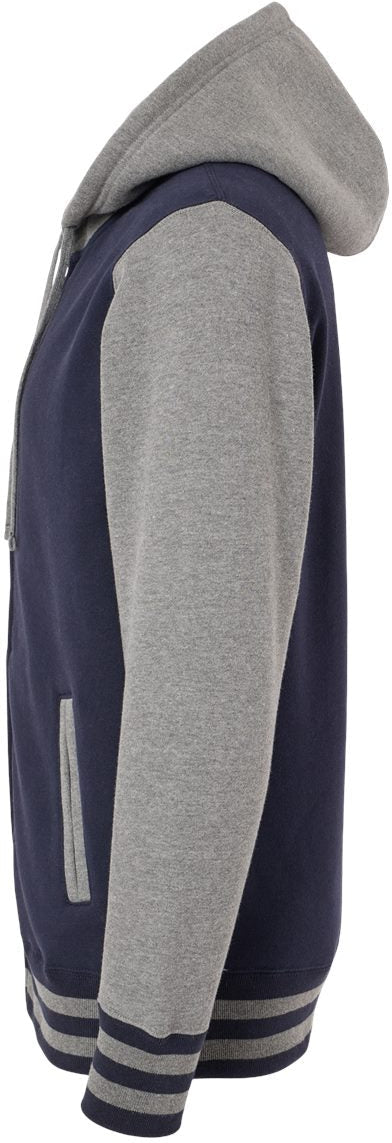 Independent Trading Co. Varsity Stylish Full-Zip Hooded Sweatshirt