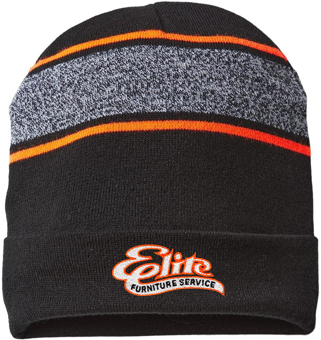 Stunning USA-Made Captain America Inspired Variegated Striped Cuffed Beanie