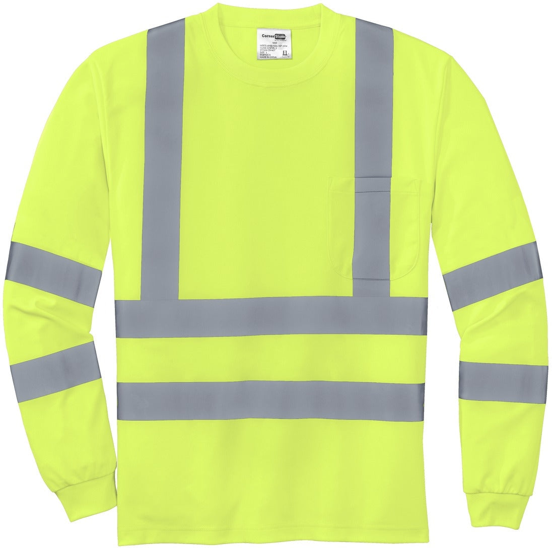 CornerStone ANSI 107 Class 3 Long Sleeve Reflective T-Shirt: Snag-Resistant for High Visibility