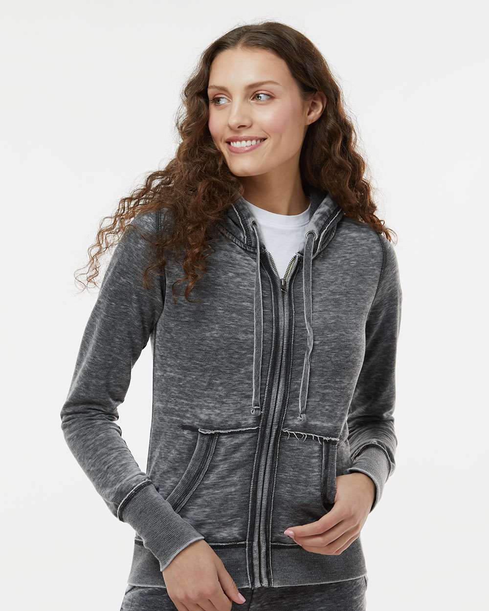 J America Women's Stylish Zen Fleece Full-Zip Hooded Sweatshirt