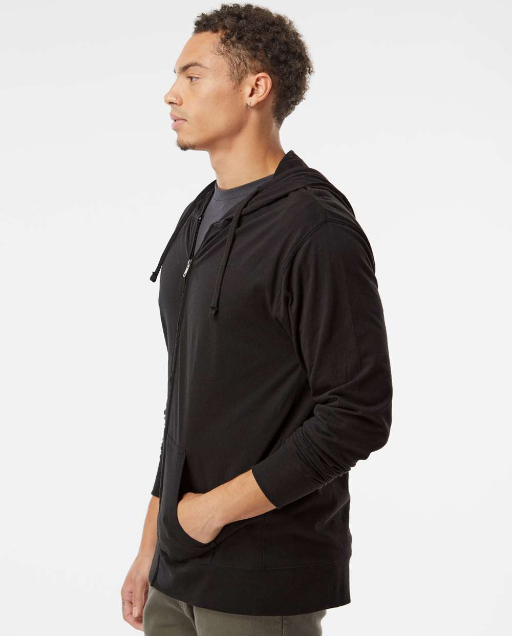 Independent Trading Co. Super Comfy Lightweight Full-Zip Hooded Jersey T-Shirt
