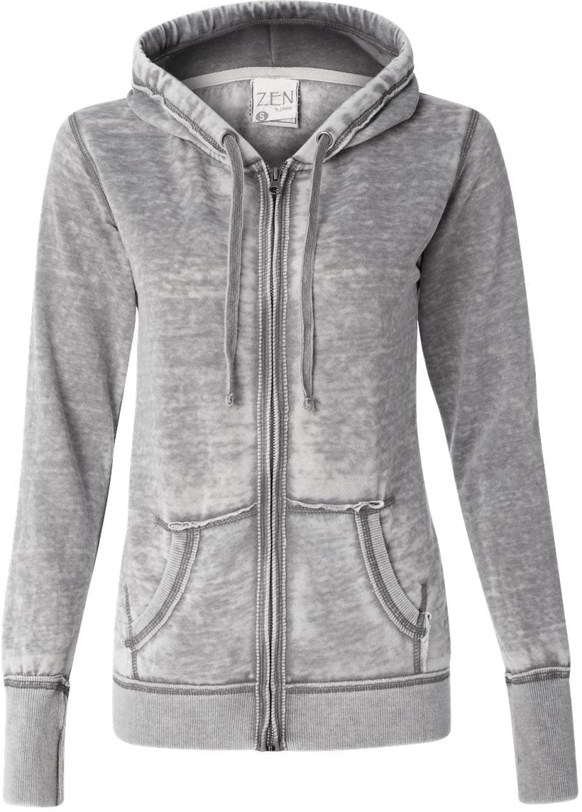 J America Women's Stylish Zen Fleece Full-Zip Hooded Sweatshirt