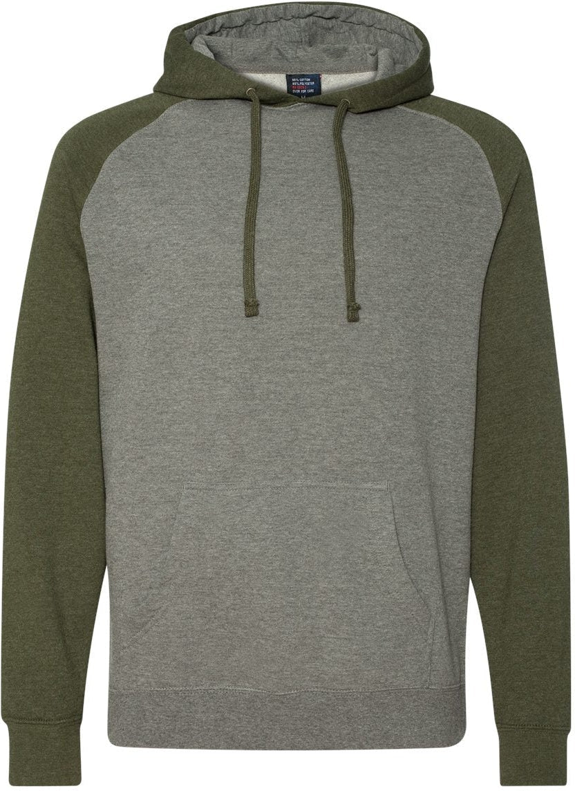 Independent Trading Co. Stylish Raglan Hooded Sweatshirt