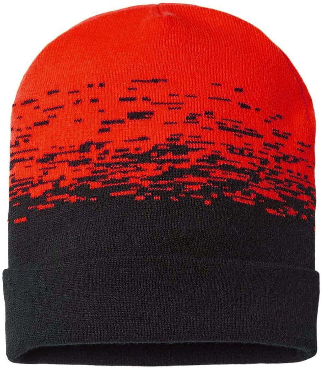 Captain America-Inspired Static Pattern Knit Cap with Cuff