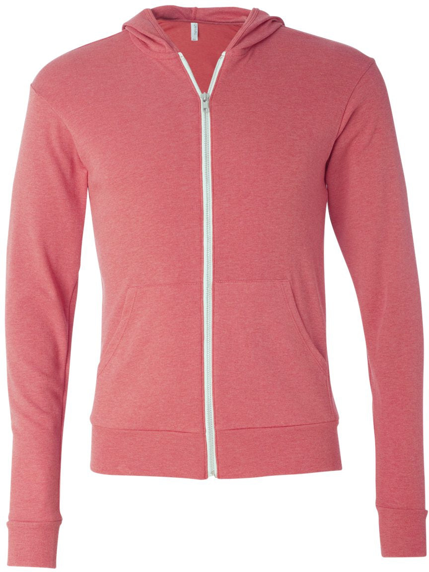 Bella+Canvas Unisex Triblend Lightweight Full-Zip Hooded Long Sleeve Tee - A Must-Have!