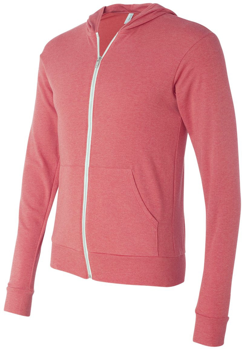Bella+Canvas Unisex Triblend Lightweight Full-Zip Hooded Long Sleeve Tee - A Must-Have!