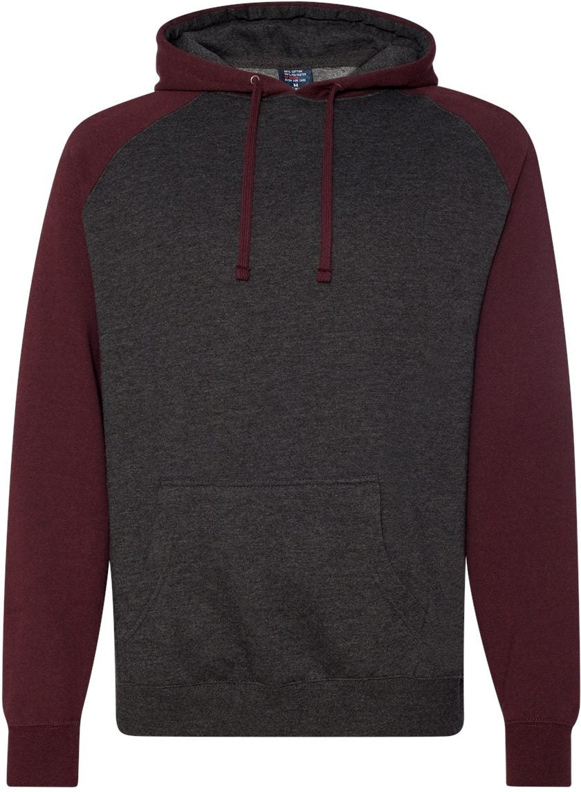 Independent Trading Co. Stylish Raglan Hooded Sweatshirt