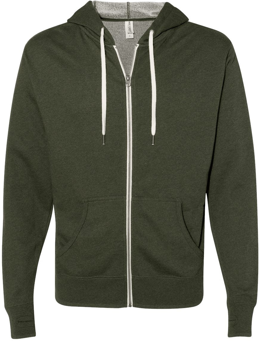 Independent Trading Co. Stylish Heathered French Terry Full-Zip Hooded Sweatshirt