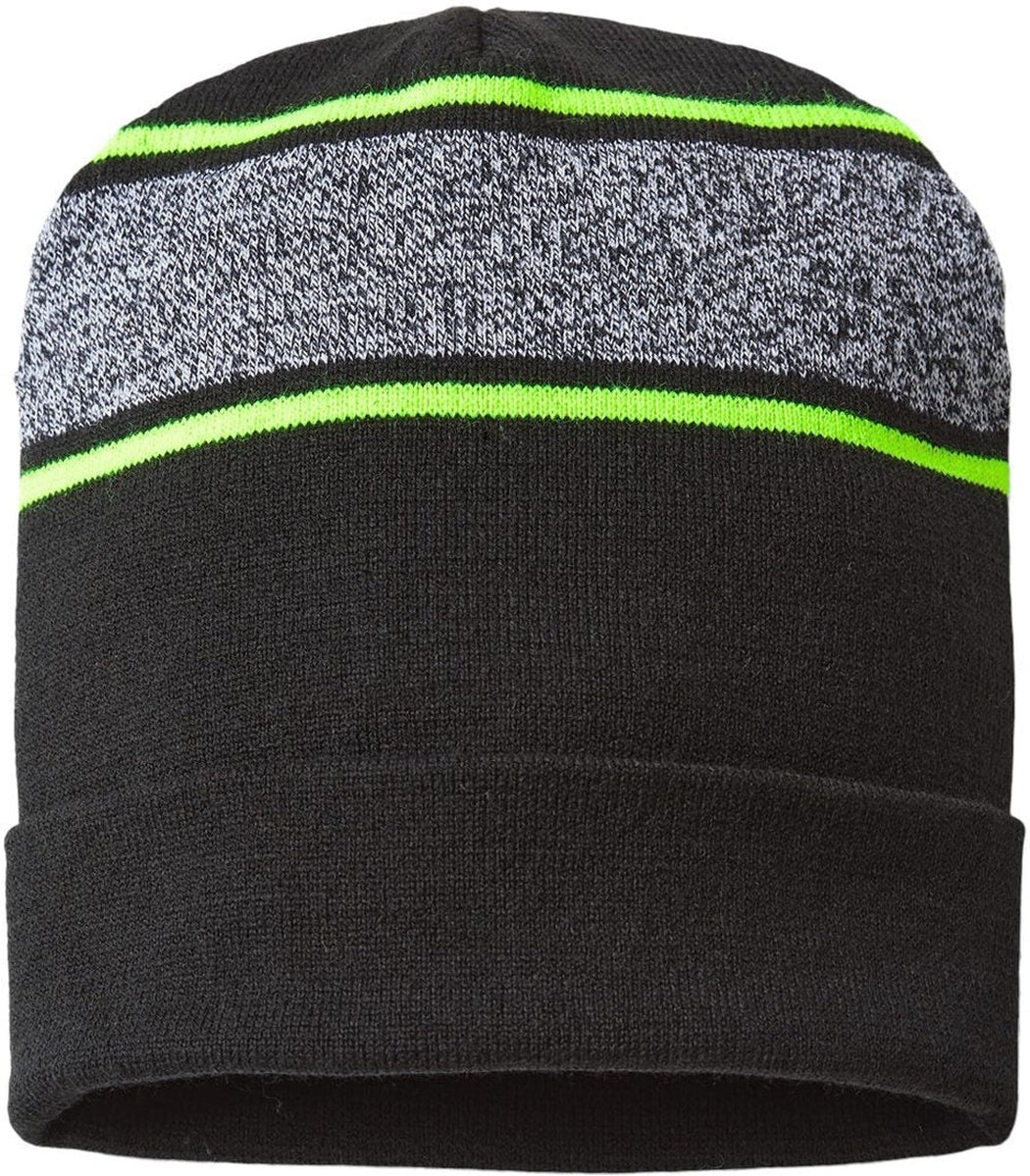 Stunning USA-Made Captain America Inspired Variegated Striped Cuffed Beanie