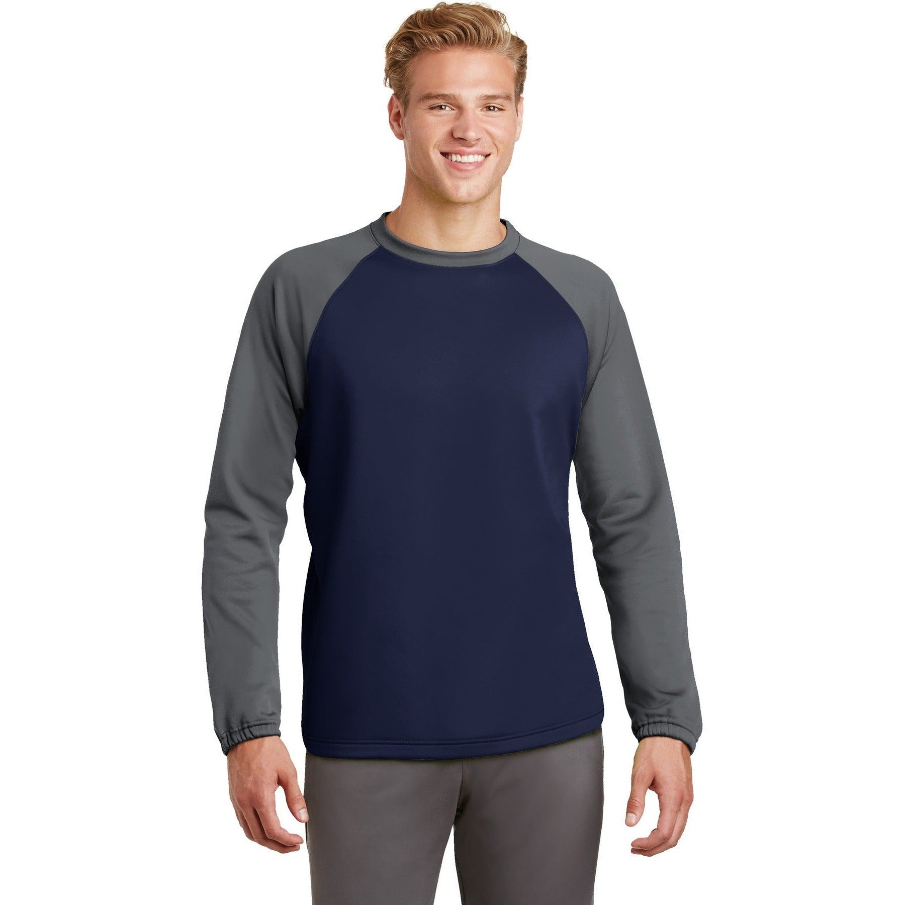 Hurry! Clearance - Sport-Tek Sport-Wick Raglan Colorblock Fleece Crewneck