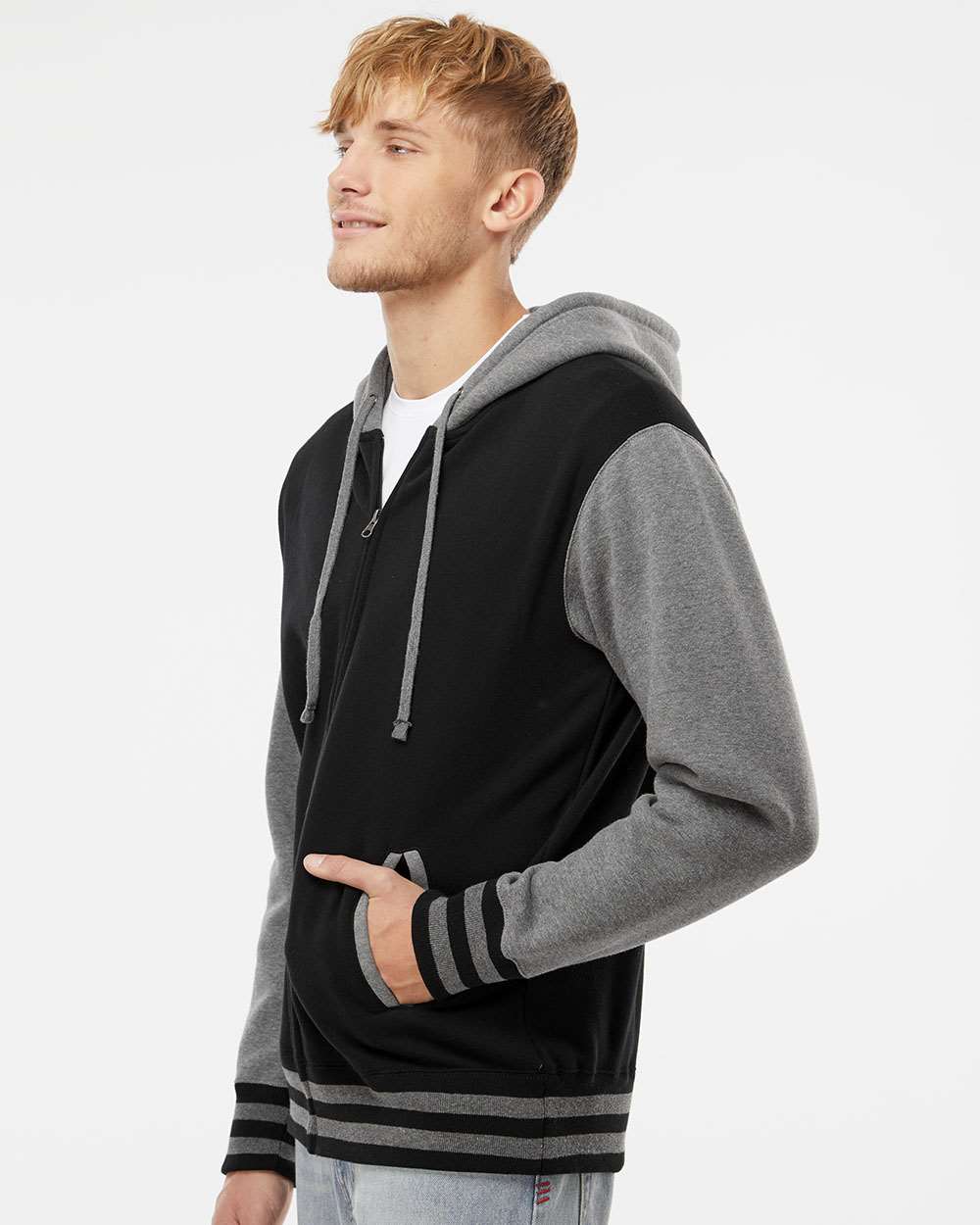 Independent Trading Co. Varsity Stylish Full-Zip Hooded Sweatshirt