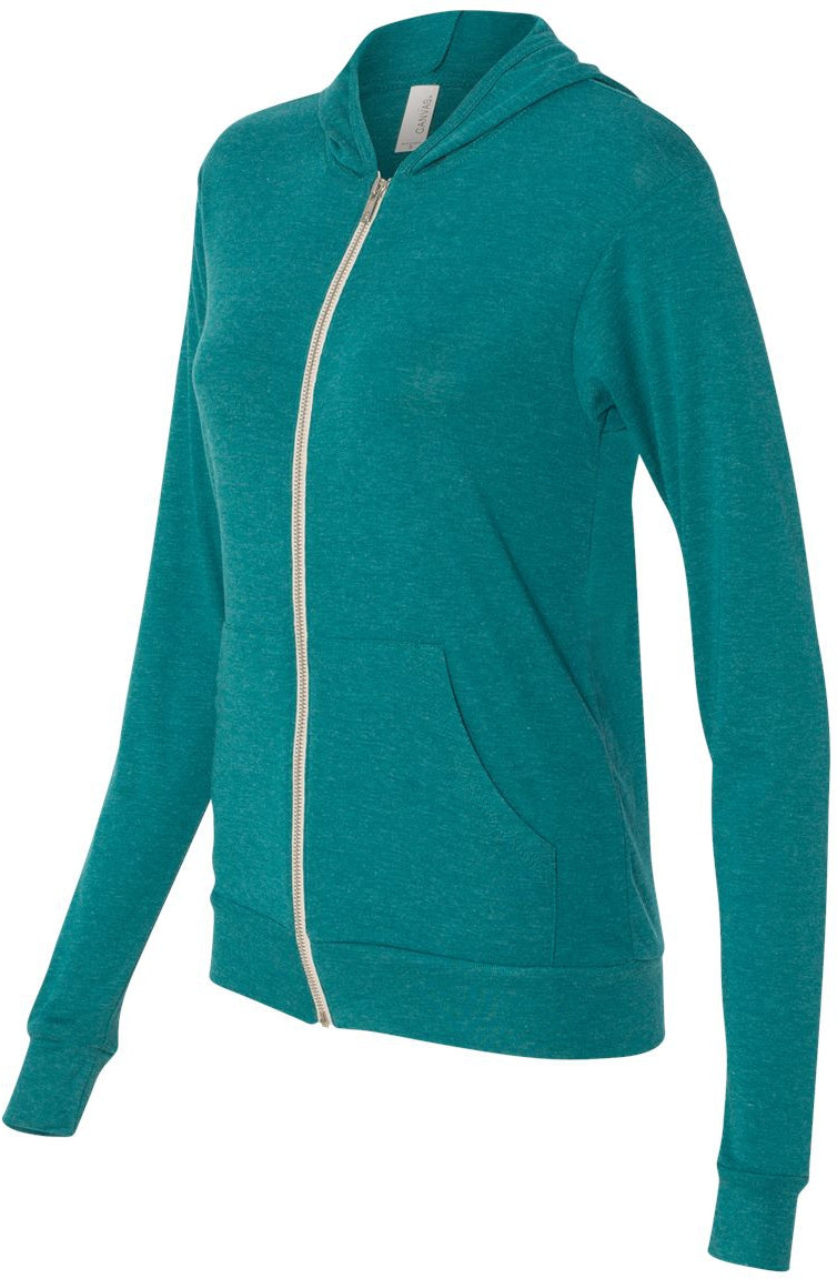 Bella+Canvas Unisex Triblend Lightweight Full-Zip Hooded Long Sleeve Tee - A Must-Have!