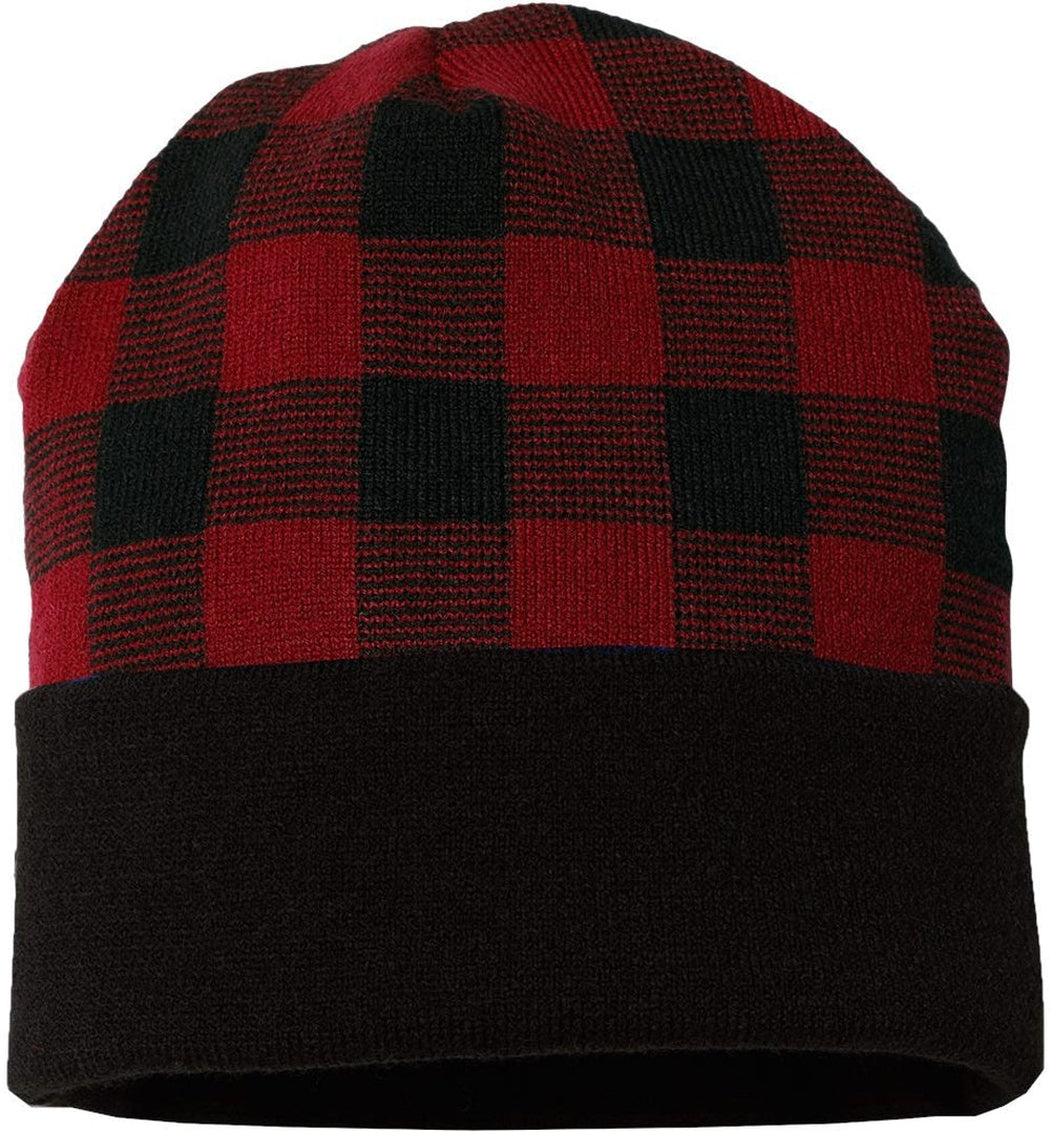 America's Captivating Plaid Knit Cap with Cuff