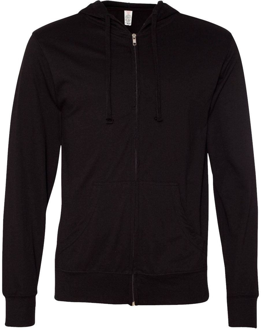 Independent Trading Co. Super Comfy Lightweight Full-Zip Hooded Jersey T-Shirt