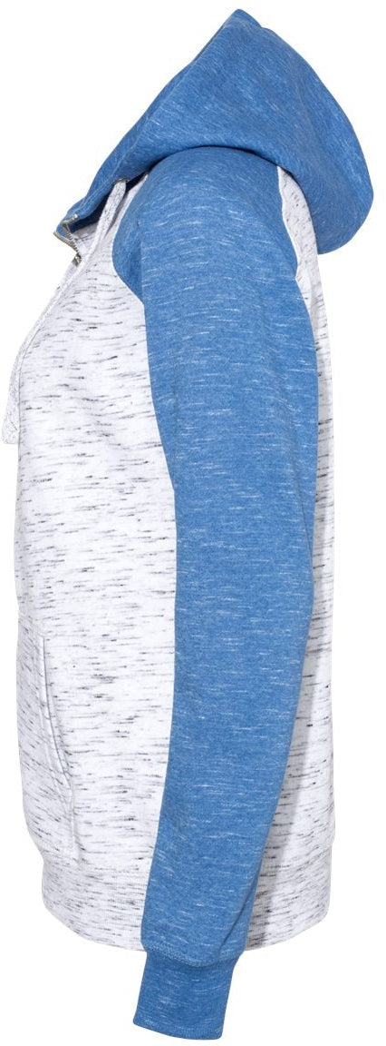 J America Women's Stunning Mélange Fleece Colorblocked Full-Zip Sweatshirt