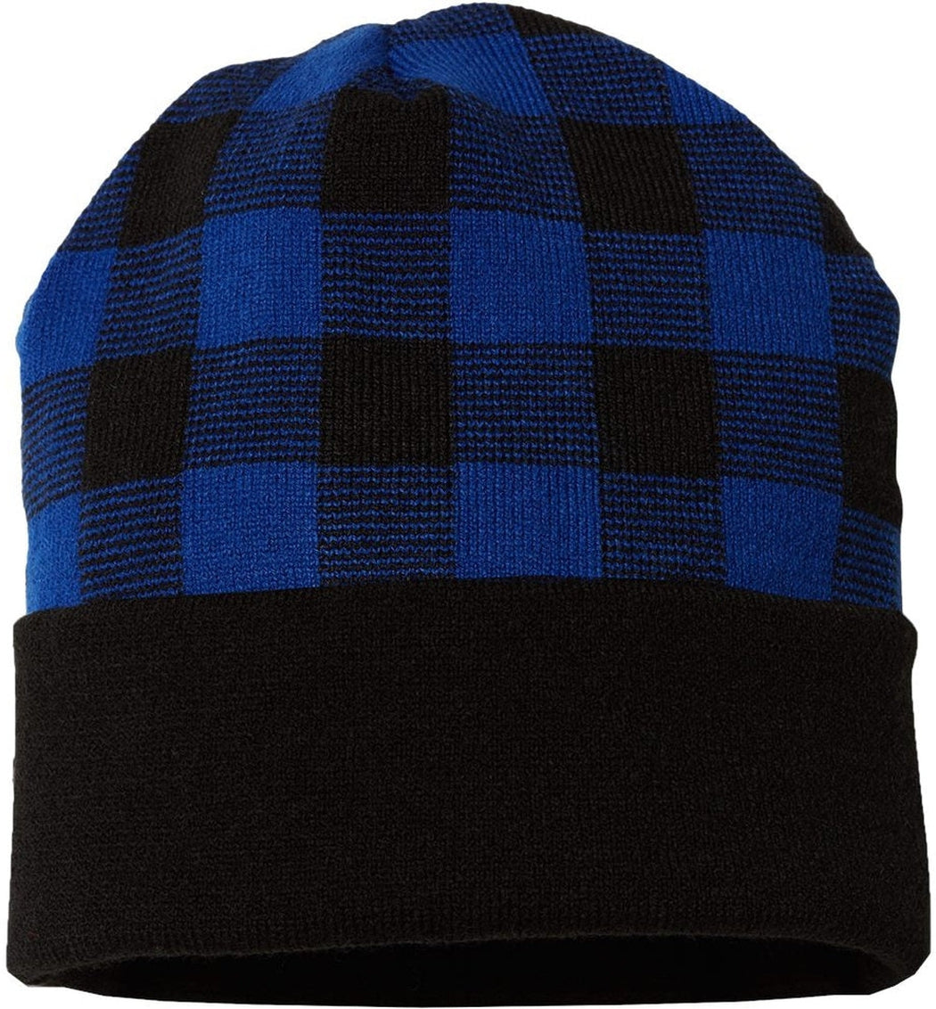 America's Captivating Plaid Knit Cap with Cuff
