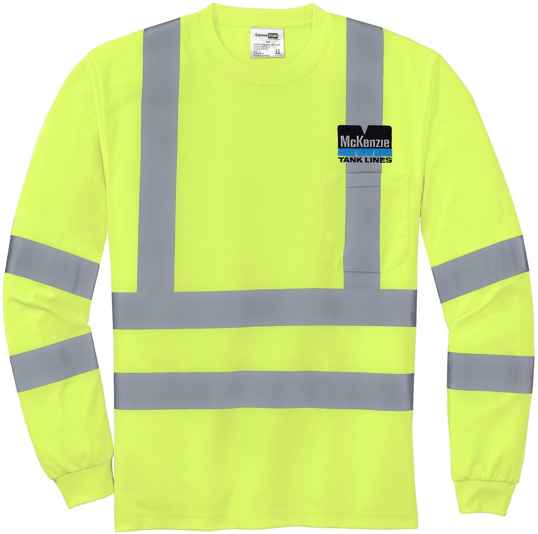 CornerStone ANSI 107 Class 3 Long Sleeve Reflective T-Shirt: Snag-Resistant for High Visibility