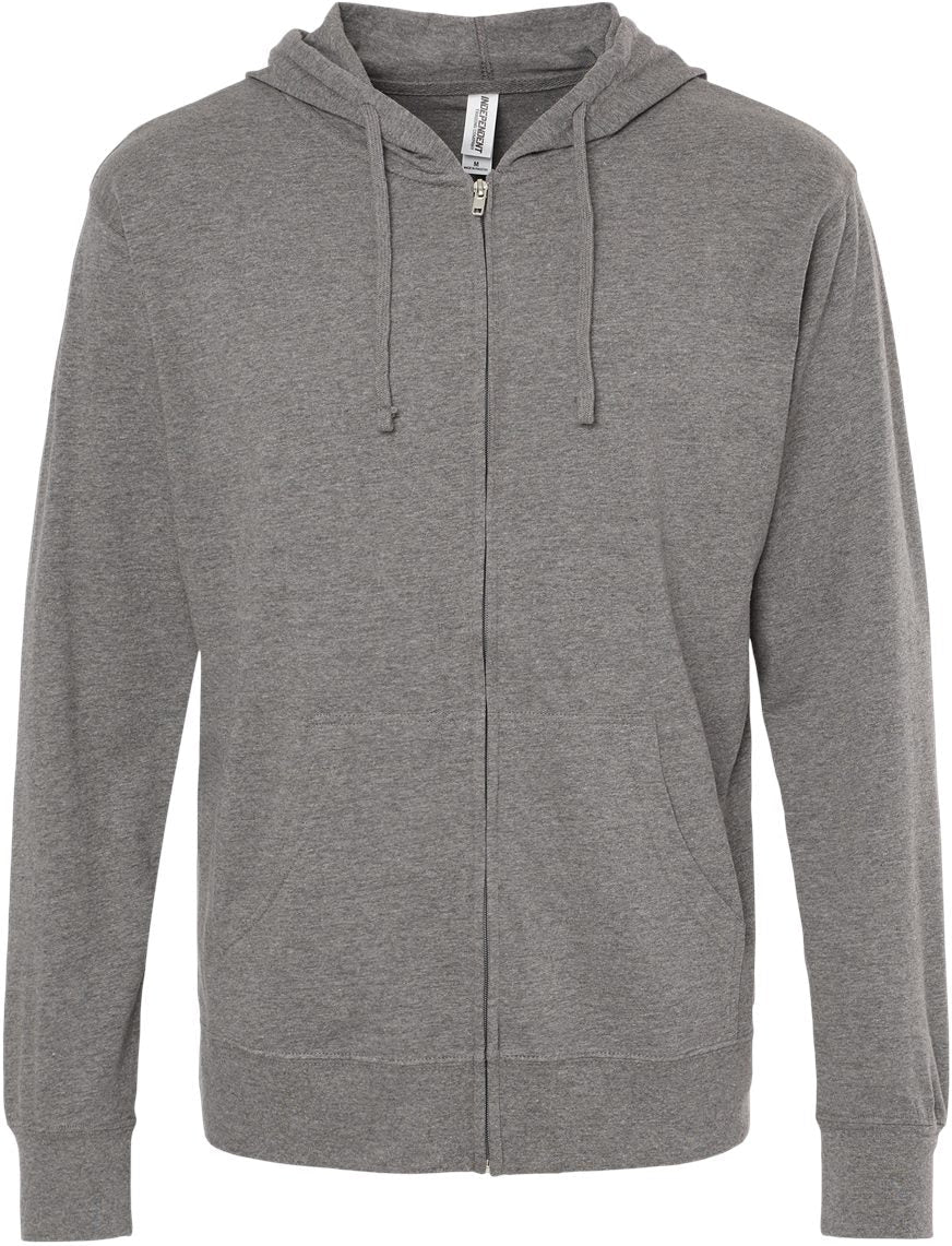 Independent Trading Co. Super Comfy Lightweight Full-Zip Hooded Jersey T-Shirt