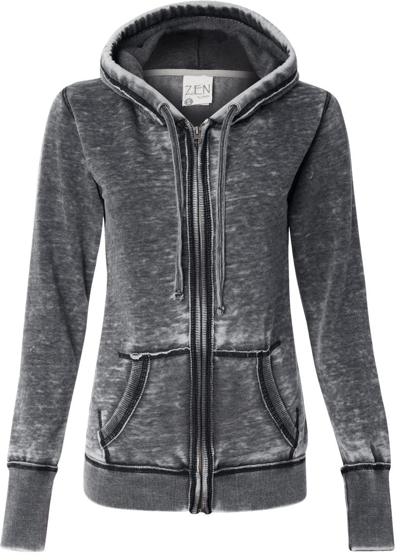J America Women's Stylish Zen Fleece Full-Zip Hooded Sweatshirt