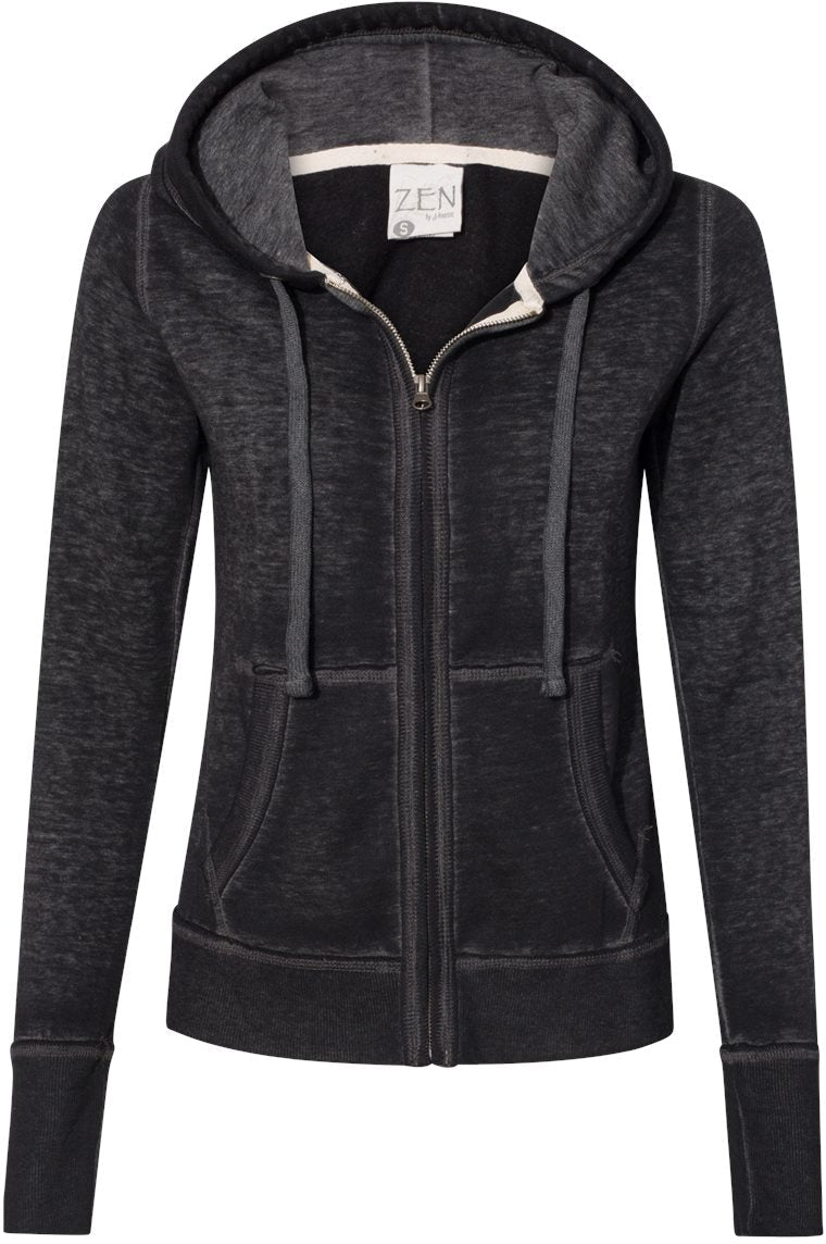 J America Women's Stylish Zen Fleece Full-Zip Hooded Sweatshirt