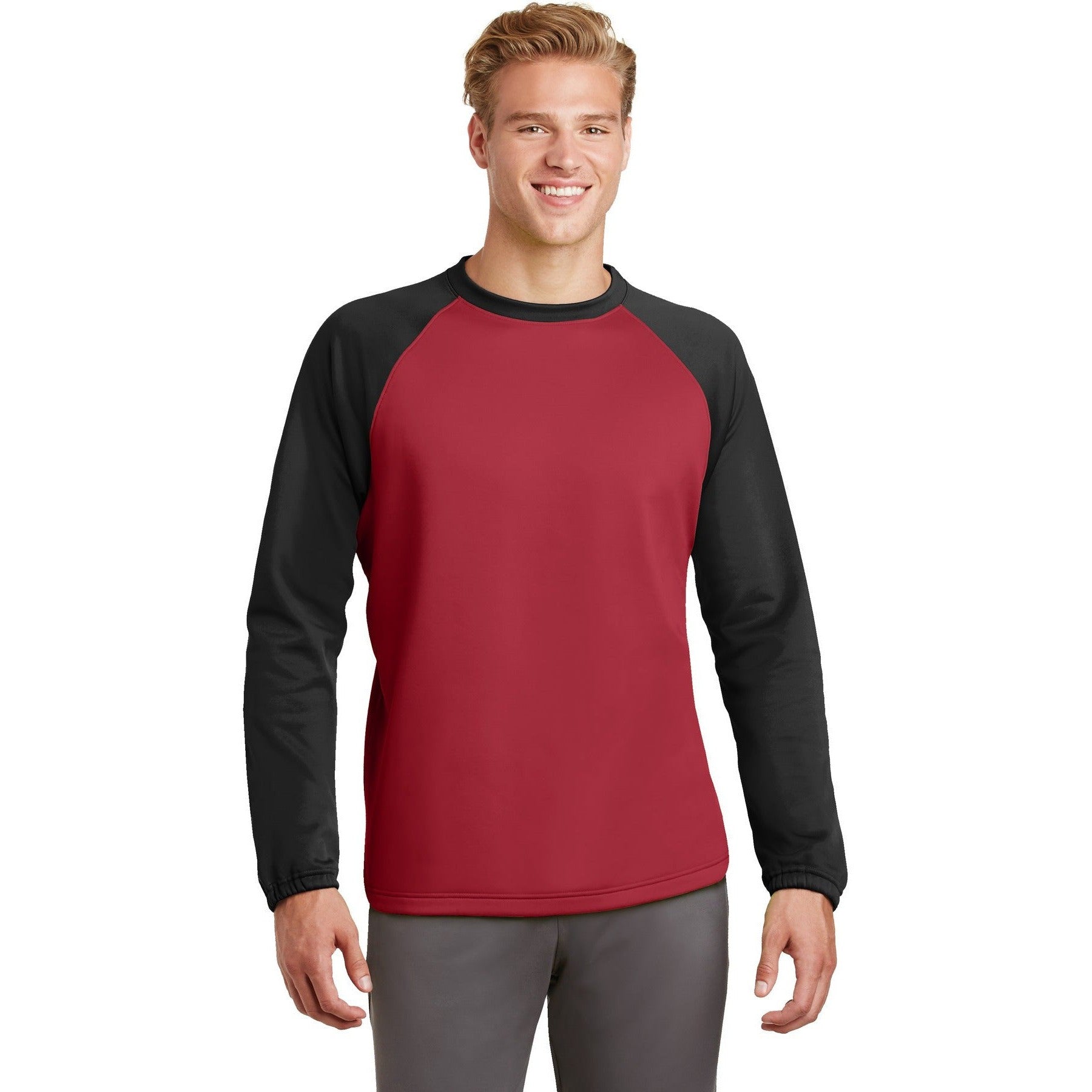 Hurry! Clearance - Sport-Tek Sport-Wick Raglan Colorblock Fleece Crewneck