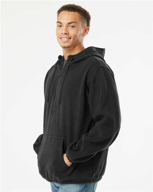 Burnside Polar Fleece Quarter-Zip Hooded Pullover: Cozy & Functional