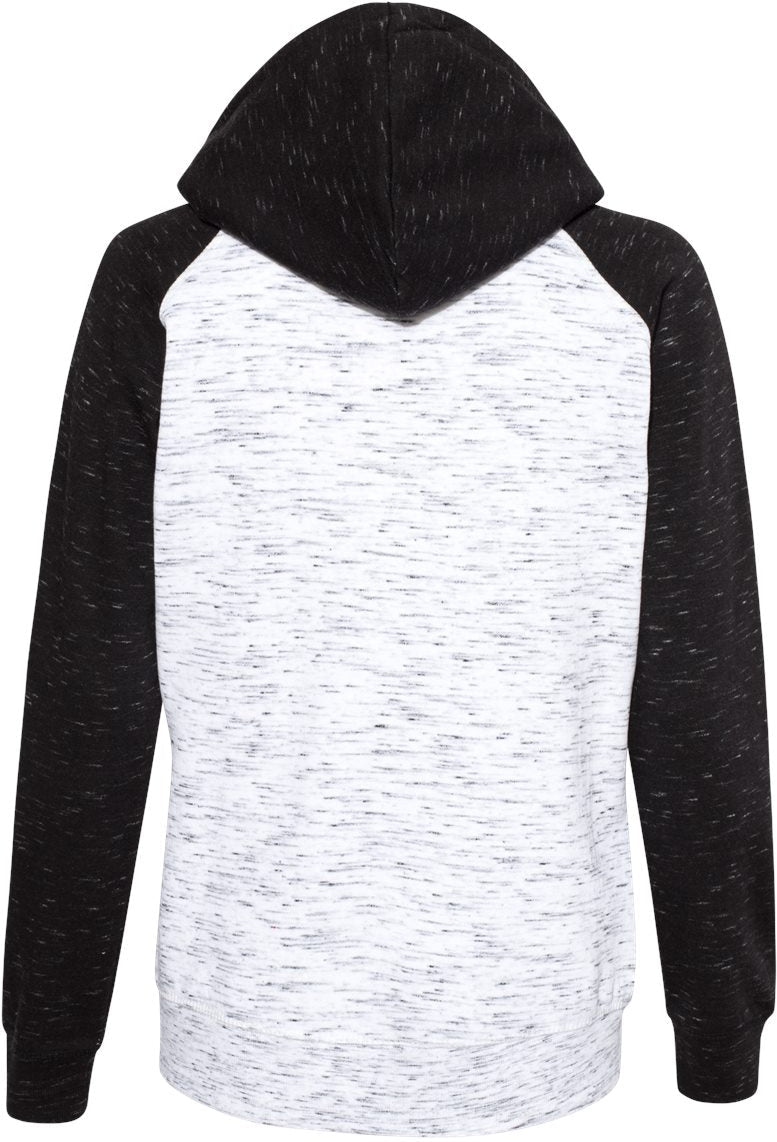 J America Women's Stunning Mélange Fleece Colorblocked Full-Zip Sweatshirt