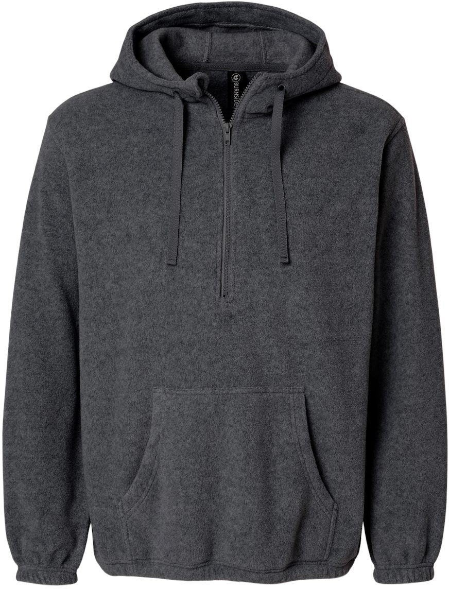 Burnside Polar Fleece Quarter-Zip Hooded Pullover: Cozy & Functional