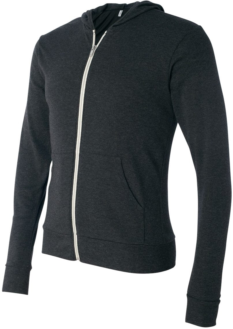 Bella+Canvas Unisex Triblend Lightweight Full-Zip Hooded Long Sleeve Tee - A Must-Have!