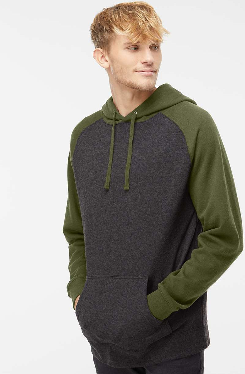 Independent Trading Co. Stylish Raglan Hooded Sweatshirt