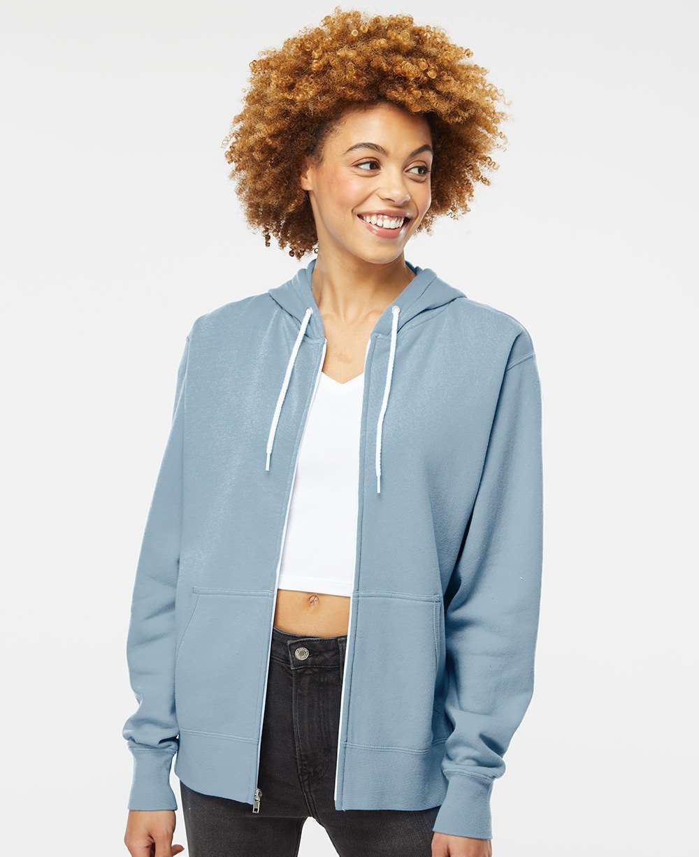 Independent Trading Co. Stylish Lightweight Full-Zip Hooded Sweatshirt