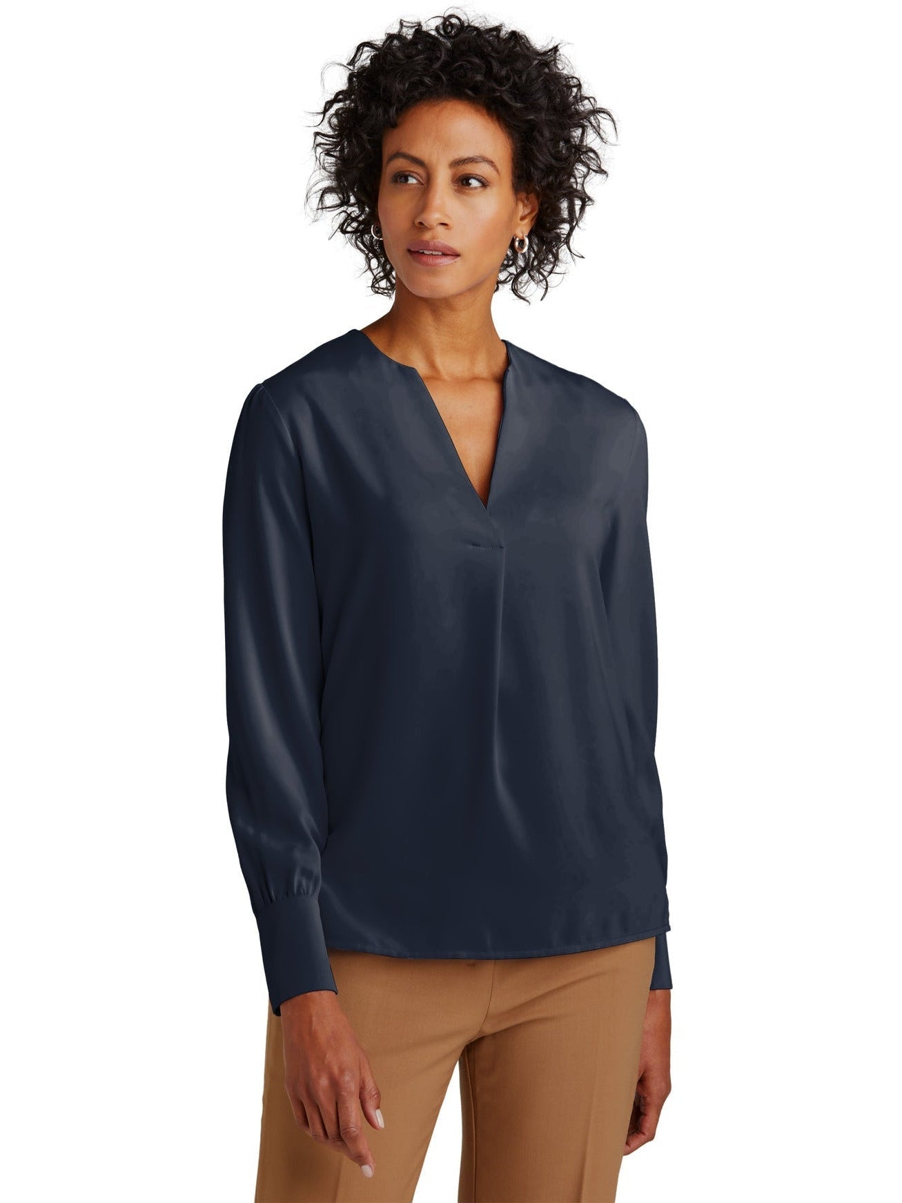 Brooks Brothers Women's Alluring Open-Neck Satin Blouse
