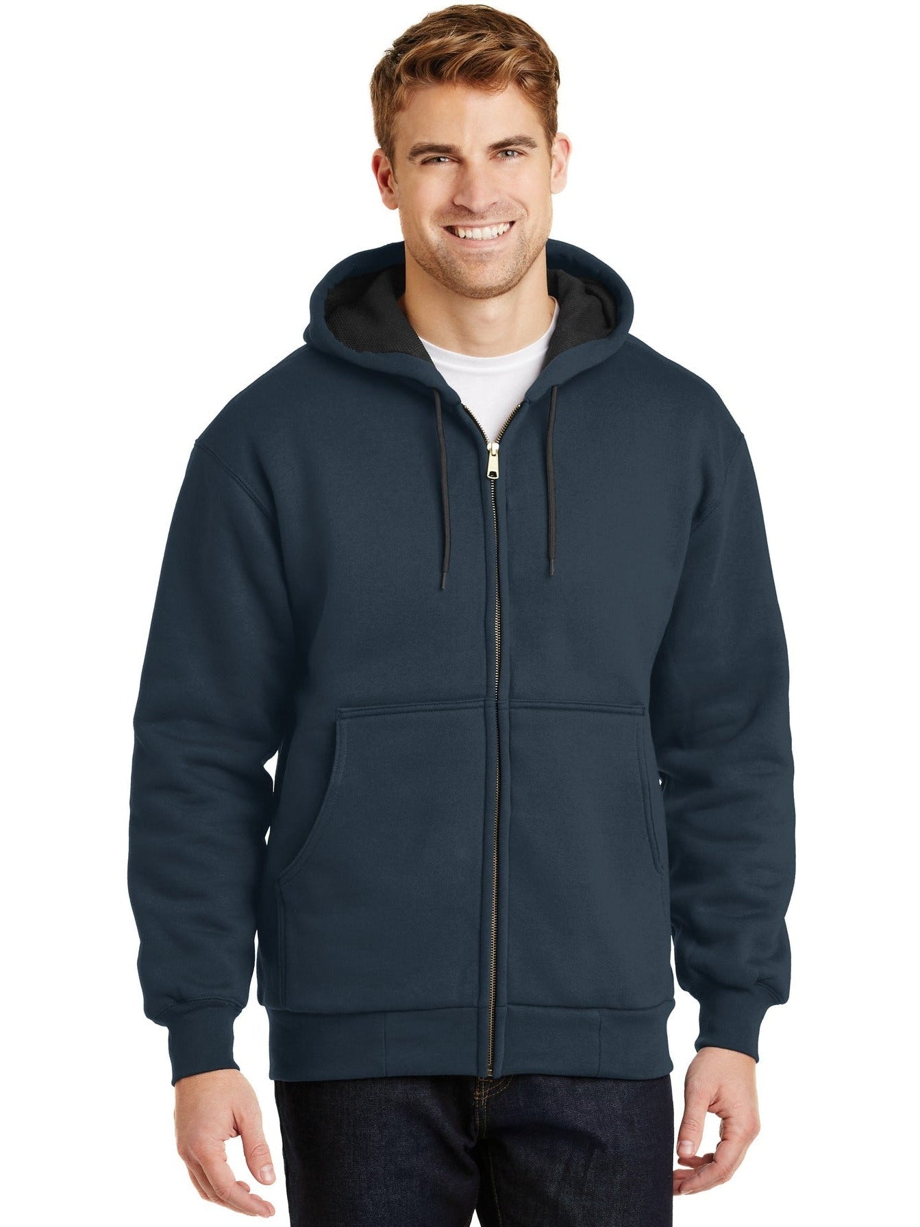 CornerStone Cozy Full-Zip Hooded Sweatshirt with Warm Thermal Lining