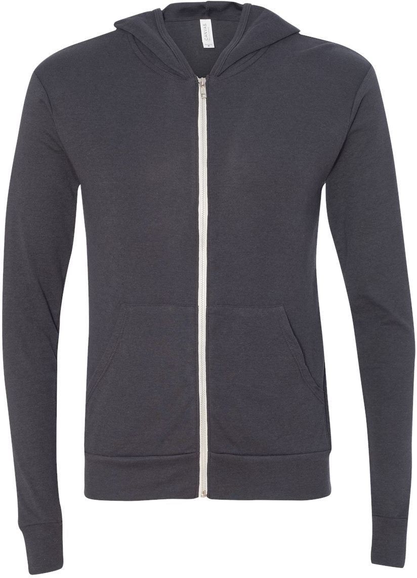 Bella+Canvas Unisex Triblend Lightweight Full-Zip Hooded Long Sleeve Tee - A Must-Have!