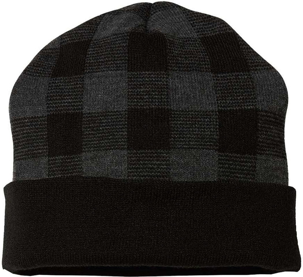 America's Captivating Plaid Knit Cap with Cuff