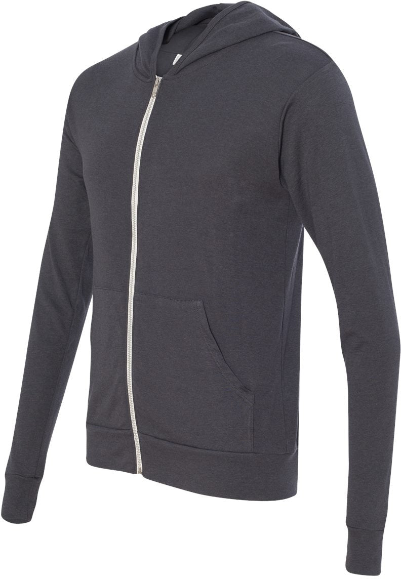 Bella+Canvas Unisex Triblend Lightweight Full-Zip Hooded Long Sleeve Tee - A Must-Have!