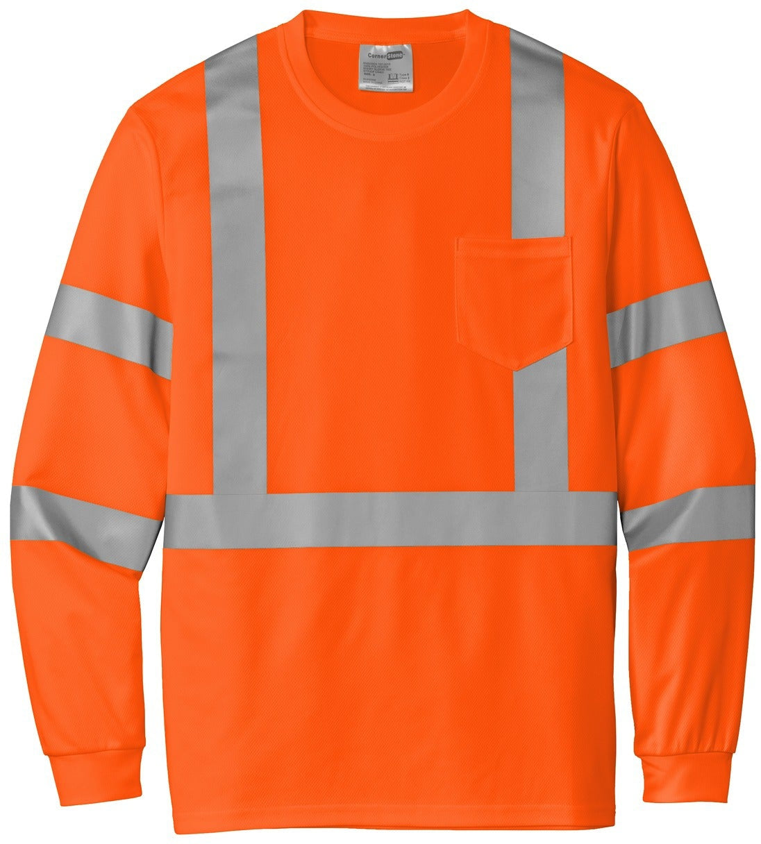 CornerStone ANSI 107 Class 3 Mesh Long Sleeve Tee - Ideal for Visible Work & Play