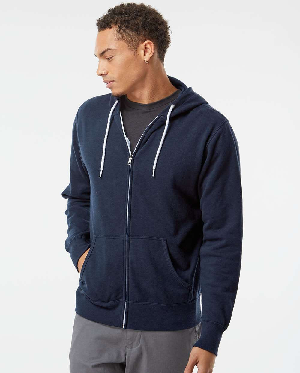 Independent Trading Co. Stylish Lightweight Full-Zip Hooded Sweatshirt