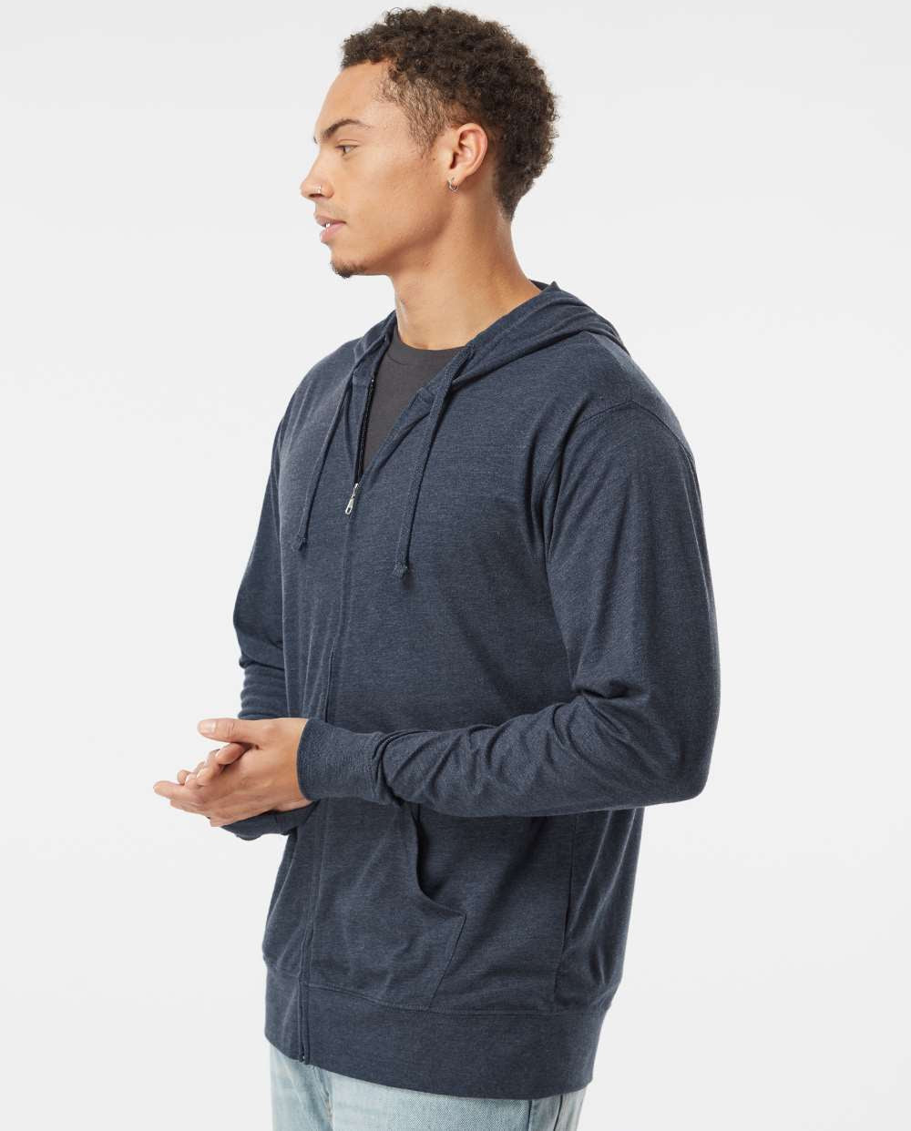 Independent Trading Co. Super Comfy Lightweight Full-Zip Hooded Jersey T-Shirt